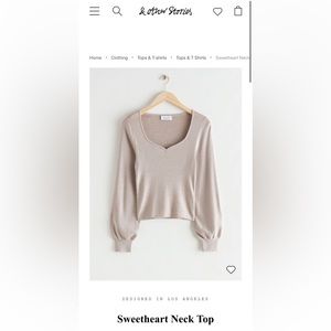 & other stories knit sweetheart neck top NWOT